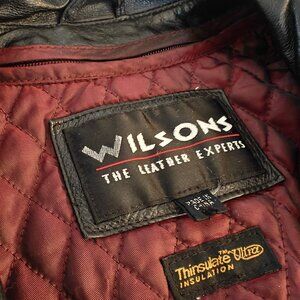 Wilsons large women's black leather jacket with zip out thinsulate lining